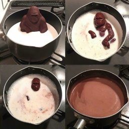 Обезьяна растворяется в кастрюле