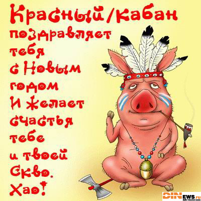 Красный кабан поздравляет тебя с Новым Годом...